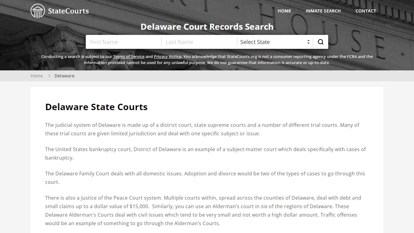 Delaware Court Records - DE State Courts